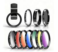 52MM Phone Camera Lens Kit, 10x Macro, CPL Polarizer, 6 Point Star Filter, Phone Filter Set Including 7 Graduated Colour Filters Compatible with iPhone 15 14 13 PRO and Other Smart Phones