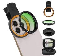 52MM Variable ND2-32 Filter for Phone, Multi-Coating Clip-On Variable Neutral Density Lens Kit, Compatible with iPhone 16/15/14/13 Pro Max, Samsung Galaxy, Google Pixel
