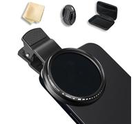 52mm Variable ND2 Filter, Ultra Slim Multi-Coated Adjustable Neutral Density Clip-On Lens, Compatible with iPhone 15 14 13 12 11, Google Pixel and Smartphones