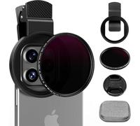 52mm variable ND2-ND400 filter with improved mobile phone clip, neutral density filter lens for iPhone 16/15/14/13 Pro Max Samsung Moto Google TCL, HD double-sided, multi-coated glass
