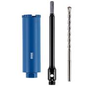 52mm x 150mm Long Diamond Core Drill Bit Set With Hex Adapter Centre Drill | For Concrete Masonry Brick Block Stone Granite. 52mm Core Drill, 240mm Long HEX Shank Adapter + Pilot Centre Drill Bit