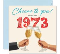 52nd Anniversary Card for Women Men - Cheers! Married Since 1973 - Happy 52 Year Anniversary Card for Wife Companion Partner Husband, 145mm Wedding Anniversaries Greeting Cards