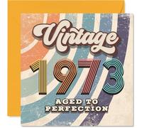 52nd Birthday Card for Men Women - Vintage 1973 Aged To Perfection - Happy 52 Birthday Cards for Son Nanny Grandma Neighbour Brother Dad, 145mm Bday Greeting Cards
