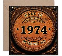 52nd Birthday Card for Women Men - Retro Not Old - Happy 52 Birthday Cards for Cousin Brother Nanny Nan Colleague Dad, 145mm Bday Greeting Cards