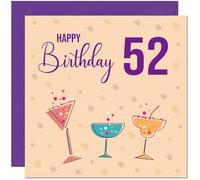 52nd Birthday Card for Women - Cocktails - Any Age ladies Birthday Card for 52 Year old Fifty Two, Fifth Second