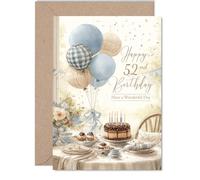 52nd Birthday Cards for Men Women - Rustic Birthday - Happy Birthday Card for 52 Year Old Man Woman Daughter Cousin Nan Nanny, 5x7 Inch Bday Greeting Cards