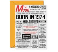 51st Birthday Cards for Women Men - Born In 1974 Newspaper - Happy 51 Birthday Card for Dad Mum Aunt Uncle Vintage Retro Back In 1974, A5 Bday Greeting Cards