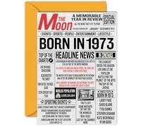 52nd Birthday Cards for Women Men - Born In 1973 Newspaper - Happy 52 Birthday Card for Dad Mum Aunt Uncle Vintage Retro Back In 1973, A5 Bday Greeting Cards