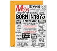 52nd Birthday Cards for Women Men - Born In 1973 Newspaper - Happy 52 Birthday Card for Dad Mum Aunt Uncle Vintage Retro Back In 1973, 5x7 Inch Bday Greeting Cards