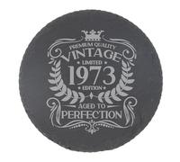 52nd Birthday Gift for Men Vintage 1973 Aged to Perfection Engraved Slate Coaster Present for 52 Year Old Etched Natural Slate Placemat (Round Slate)