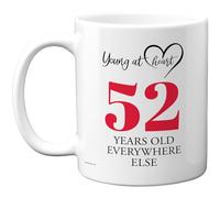 52nd Birthday Gifts for Women Men, Cheeky Novelty Mug Young at Heart, Gag Joke Gifts, Perfect Funny Mugs for Fifty-Two Fifty-Second Birthday Present, 11oz Ceramic Coffee Mugs