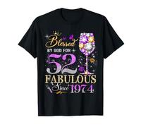 52nd Birthday Queen Blessed by God 52 Fabulous Since 1974 T-Shirt