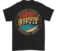 52nd Birthday Vintage Made in 1973 Mens T-Shirt 100% Cotton Black XL