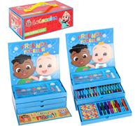 52pc Cocomelon Colouring Art Case Stationery Tool Box Pens Pencils Painting Activity Chest Kids Artist Set