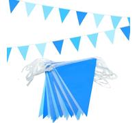 52pcs Bunting Banner, 20m Blue Pennant Reusable Banners for Indoor Outdoor Birthday Baby Shower Wedding Party Garden Home Decorations