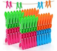 52PCS Clothes Pegs for Washing Line, Strong Grip Plastic Laundry Pegs with Stainless Steel Spring, UV Resistant & Rustproof, Heavy Duty Washing Pegs for Home Garden & Bathroom Outdoor - 4 Colours