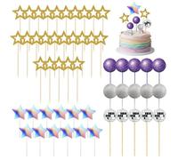 52PCS Disco Ball Cake Decorations, Mini Discos Balls, Purple Cake Decorations, Ideal for Party Cakes, Cupcakes and Dessert Displays, Suitable for Various Occasions and Themes