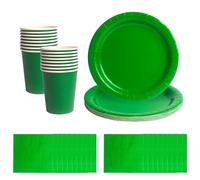 52pcs Green Disposable Tableware Set - 20 Paper Napkins 16 Cups 16pcs 7inch Paper Plates | Biodegradable Solid Color Green Dinnerware for Birthdays, Weddings, Kids Adult Christmas Party