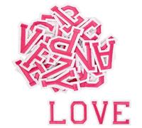 52Pcs Iron on Letters A-Z, Iron on Patches Alphabet Repair Patches for Clothes Jackets Shirts Hats Bags Jeans DIY Projects (Pink)