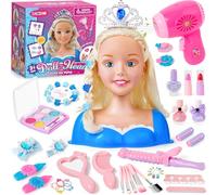 52PCS Kids Hairdressing Set Makeup Dolls Head Styling Toy with Hair Salon Kit Hair Dressing Heads Accessories Beauty Set Pretend Play Makeup Toys Christmas Birthday Gifts for Girls 3 4 5 6 Years Old