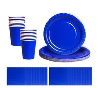 52pcs Royal Blue Disposable Tableware Set - 20 Paper Napkins 16 Cups 16pcs 7inch Paper Plates | Biodegradable Solid Color Blue Dinnerware for Birthdays, Weddings, Kids Adult Christmas Party