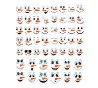52PCS Snowman Face Stickers For Crafts,Snowman Face Decals Bottles Window Sticker,Christmas Transfer Stickers Vinyl For Cups