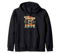52th Birthday Retro Vintage 1974 Men Women Zip Hoodie