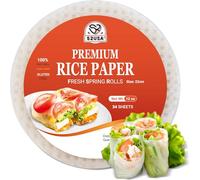 52USA Rice Paper, 1 Pack, Rice Paper Wrappers, Fresh Spring Roll Wrappers & Dumplings-34 Sheets, Gluten-Free Wonton Wrappers, Vegan, Low Carb, Vietnamese Rice Wraps (Round, 22cm)