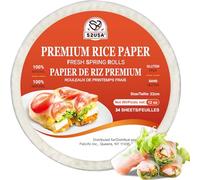 52USA Rice Paper, 1 Pack, Rice Paper Wrappers, Fresh Spring Roll Wrappers & Dumplings-34 Sheets, Gluten-Free Wonton Wrappers, Vegan, Low Carb, Vietnamese Rice Wraps (Round, 22cm)