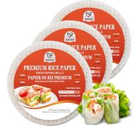52USA Rice Paper, 3 Pack, Rice Paper Wrappers, Fresh Spring Roll Wrappers & Dumplings-102 Sheets, Gluten-Free Wonton Wrappers, Vegan, Low Carb, Vietnamese Rice Wraps (Round, 22cm)