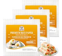 52USA Square Rice Paper, 3 Pack, White Rice Paper Wraps, Fresh Spring Roll Wraps & Dumplings, Gluten Free, Wonton Wrappers, Vegan, Low Carb, Vietnamese Rice Wraps (22