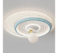 52W Modern Cartoon White Astronaut Bedroom Flush Mount Ceiling Light Fixture Nordic Moon Kids Ceiling Lamp Creativity Blue Nursery Close To Ceiling Chandelier For Kindergarten Boy Girl's Room