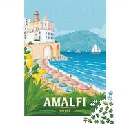 52x38cm/1000pcs 1000 Piece Jigsaw, Amalfi Coast Italy Atrani, Festive Present
