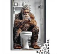52x38cm/1000pcs 1000 Piece Jigsaw, Bigfoot on The Toilet