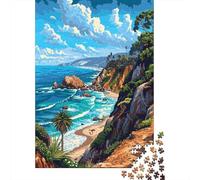 52x38cm/1000pcs 1000 Piece Jigsaw, California Beach Pixel Art, Holiday Puzzle Gift