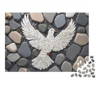 52x38cm/1000pcs 1000 Piece Jigsaw, Dove Mosaic on Stone Background | For a seasonal gift for jigsaw enthusiasts: Adult jigsaw puzzle with 1000 pieces turns winter downtime into puzzle time.