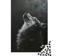 52x38cm/1000pcs 1000 Piece Jigsaw, Howling Wolf in Darkness, Winter Gift