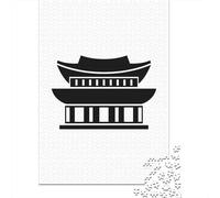 52x38cm/1000pcs 1000 Piece Jigsaw, Korean Architecture Silhouette, Winter Gift