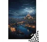 52x38cm/1000pcs 1000 Piece Jigsaw, Magical Night Village Scene, Festive Gift