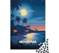 52x38cm/1000pcs 1000 Piece Jigsaw, Monrovia, Liberia Beach at Night