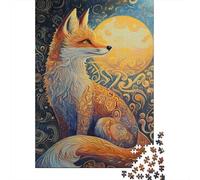 52x38cm/1000pcs 1000 Piece Jigsaw, Moonlit Fox Whispers, Winter Gift
