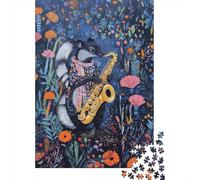 52x38cm/1000pcs 1000 Piece Jigsaw, Skunk Playing Saxophone | For quiet evenings: Adult jigsaw puzzle with 1000 pieces; with the complete challenge to keep the challenge engaging.