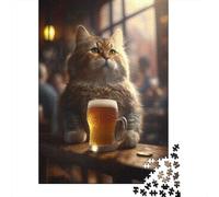 52x38cm/1000pcs 1000 Piece Jigsaw, The Drinking Cat, Winter Gift