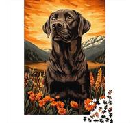 52x38cm/1000pcs, 1000 Piece Paper Puzzle, Chocolate Labrador in Mountain Landscape