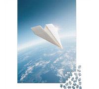 52x38cm/1000pcs, 1000 Piece Paper Puzzle, Paper Airplane Flying over Earth