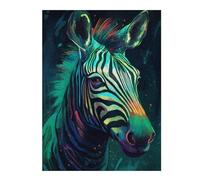 52x38cm/1000pcs Adult Pieces Jigsaw Puzzle Colorful Zebra Portrait -2 Jigsaws for Adults Toy Wall Decor For Family Fun Challenging To Complete 52x38cm/1000pcs