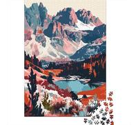 52x38cm/1000pcs, Classic Jigsaw Puzzle, 1000 Pieces, Dolomites Mountain Lake Landscape Italy