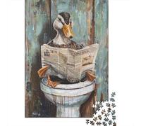 52x38cm 1000pcs Duck Reading Newspaper in Toilet Jigsaw Puzzle, 1000 Piece