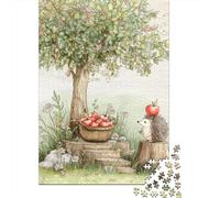 52x38cm/1000pcs, Jigsaw for Adults, 1000 Pieces, Apple Tree with Hedgehog
