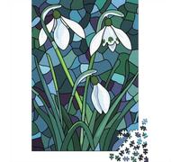 52x38cm/1000pcs, Jigsaw for Adults, 1000 Pieces, Stained Glass Snowdrops